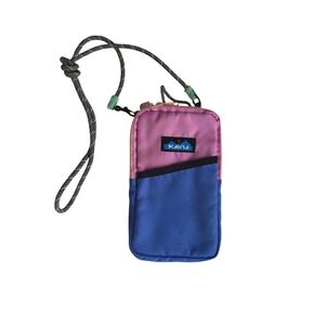 KAVU Essential Case Zip Crossbody Wallet Rope Strap Pink Blue Gem Crush Hiking